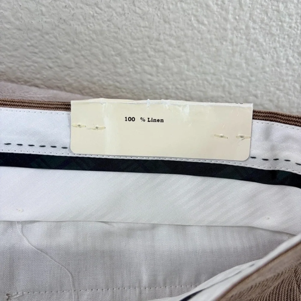 Lauren Ralph Lauren Trim Fit Trouser Pants in Brown 100% Linen Flat Front NWT